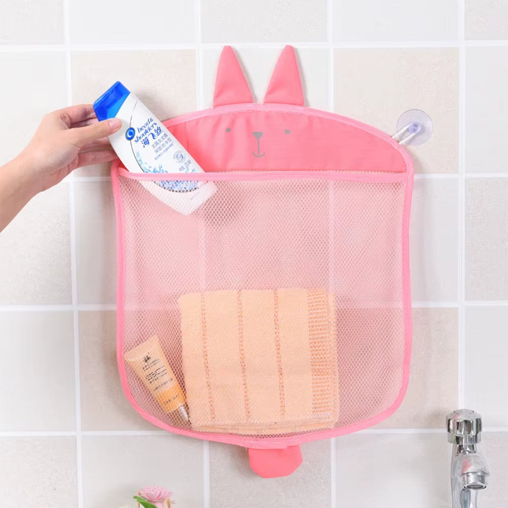 New Baby Bathroom Mesh Bag Sucker Design for Bath Toys Kids Basket Cartoon Animal Shapes Cloth Sand Toys Storage Net Bag