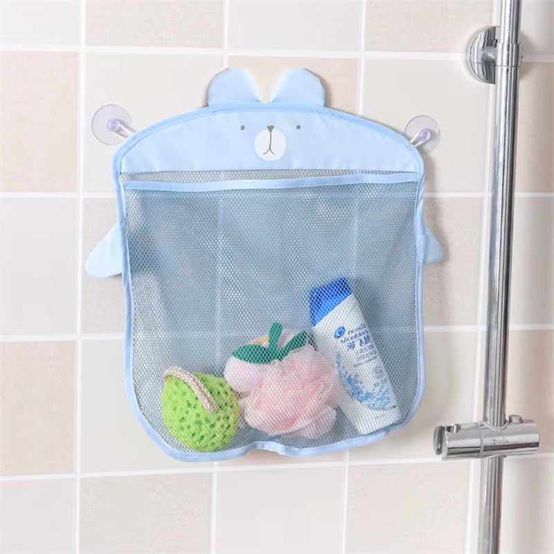 New Baby Bathroom Mesh Bag Sucker Design for Bath Toys Kids Basket Cartoon Animal Shapes Cloth Sand Toys Storage Net Bag