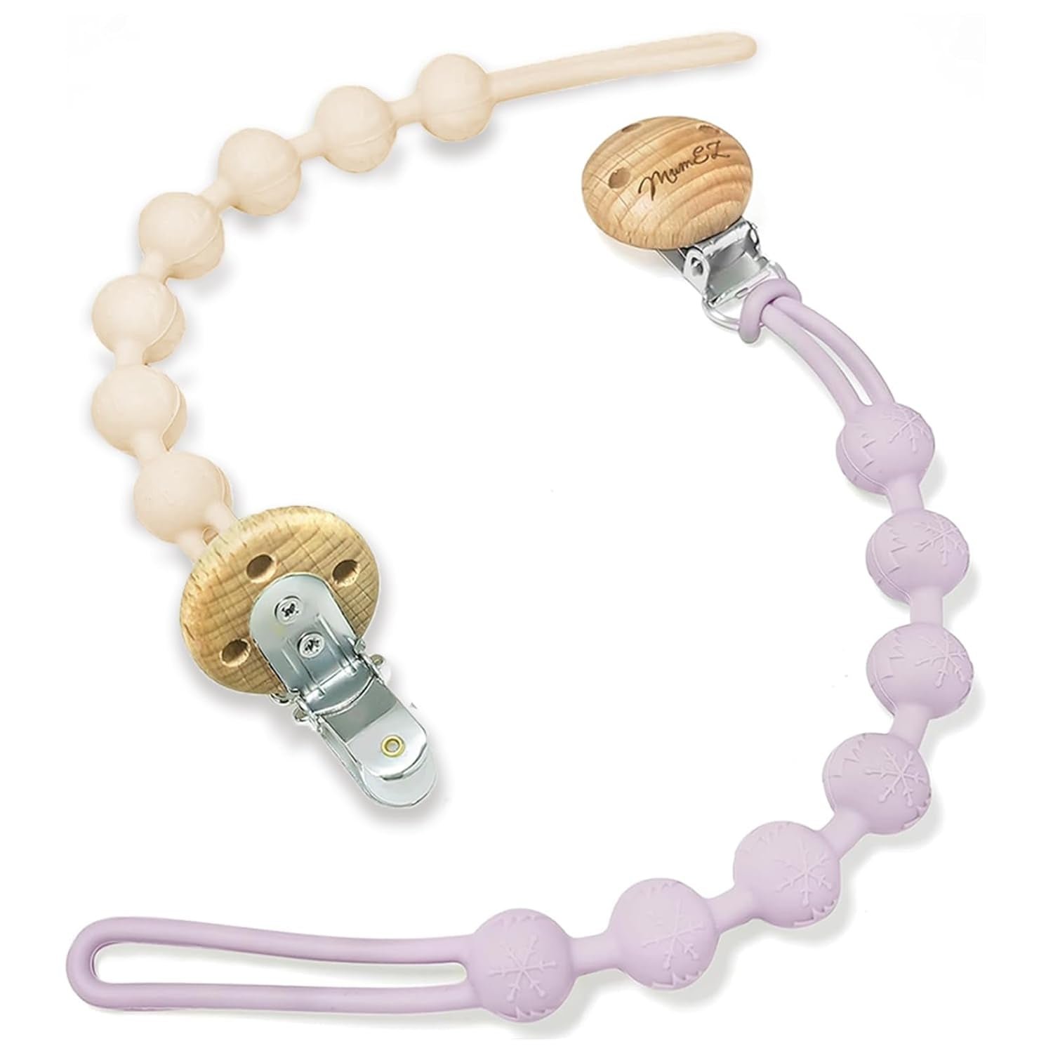 Schnullerkette 2 Stück, Junge Mädchen Dummy Clips Schnuller Clips Halter Schnullerketten Für Babydusche (Lila Rosa+Milchweiß )